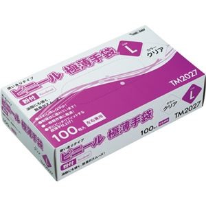 (まとめ) 川西工業 ビニール極薄手袋 #2027 粉付 L TM2027L 1パック(100枚) 【×10セット】