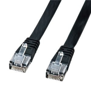 (まとめ)サンワサプライ UTPエンハンスドカテゴリ5より線フラットケーブル(ブラック・1m) LA-FL5-01K【×10セット】