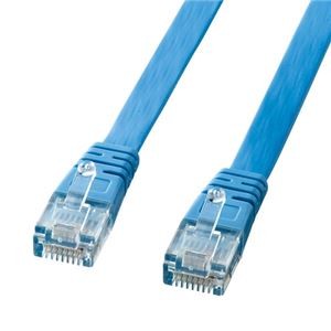 (まとめ)サンワサプライ UTPエンハンスドカテゴリ5より線フラットケーブル(ライトブルー・2m) LA-FL5-02LBK【×5セット】
