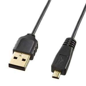 (まとめ)サンワサプライ 極細ミニUSBケーブル(ミニBタイプ) KU-SLAMB810【×5セット】