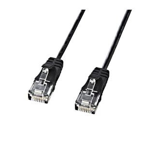 (まとめ)サンワサプライ カテゴリ6準拠極細LANケーブル (ブラック、0.5m) KB-SL6-005BK【×10セット】