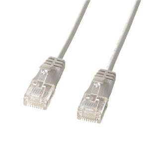 (まとめ)サンワサプライ カテゴリ6準拠極細LANケーブル (ライトグレー、1m) KB-SL6-01【×10セット】