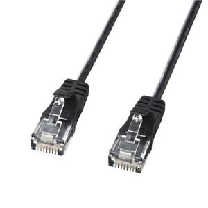 (まとめ)サンワサプライ カテゴリ6準拠極細LANケーブル (ブラック、1m) KB-SL6-01BK【×10セット】