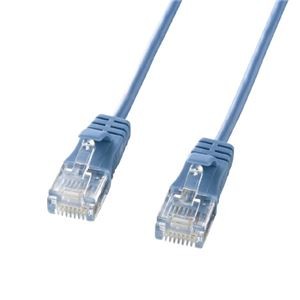 (まとめ)サンワサプライ カテゴリ6準拠極細LANケーブル (ブルー、1m) KB-SL6-01BL【×10セット】