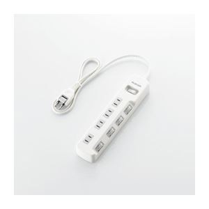 (まとめ)エレコム 一括＆個別スイッチ付 省エネタップ T-E03-2410WH【×5セット】