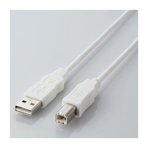 (まとめ)エレコム エコUSBケーブル(A-B・3m) USB2-ECO30WH【×5セット】