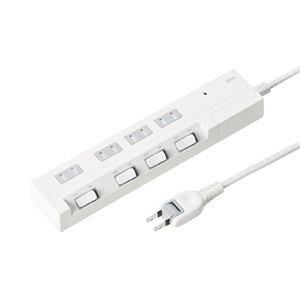 (まとめ)サンワサプライ 節電エコタップ(2P、4個口、1m) TAP-S15-1【×2セット】
