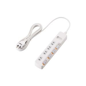 （まとめ）エレコム 光らない個別スイッチ付き省エネタップ T-EE02-2430WH【×3セット】