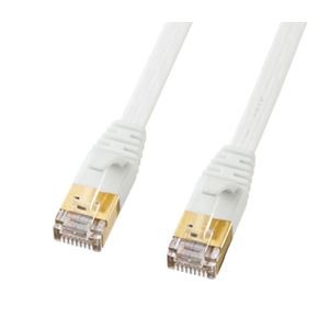 (まとめ)サンワサプライ CAT7ウルトラフラットLANケーブル(3m、ホワイト) KB-FLU7-03W【×2セット】