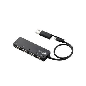 （まとめ）エレコム タブレットPC／スマートフォン用USBハブ U2HS-MB02-4BBK【×3セット】