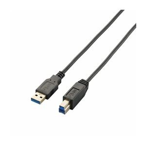 (まとめ)エレコム 極細USB3.0ケーブル(A-B) USB3-ABX10BK【×3セット】