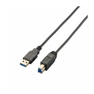 (まとめ)エレコム 極細USB3.0ケーブル(A-B) USB3-ABX20BK【×3セット】