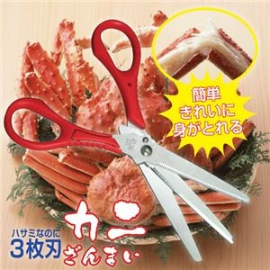 （まとめ）兼松工業 3枚刃ハサミ「カニざんまい」 807953【×3セット】