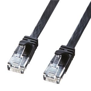 (まとめ)サンワサプライ カテゴリ6高屈曲フラットLANケーブル KB-FL6FA-005BK【×3セット】