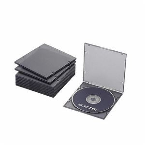 (まとめ)エレコム Blu-ray/DVD/CDケース(スリム/PP/1枚収納) CCD-JPCS10CBK【×5セット】