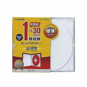 (まとめ)エレコム Blu-ray/DVD/CDケース(標準/PS/1枚収納) CCD-JSCN30WH【×2セット】