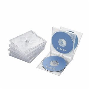 (まとめ)エレコム Blu-ray/DVD/CDケース(標準/PS/4枚収納) CCD-JSCNQ5CR【×5セット】