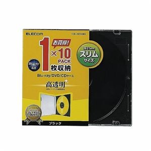 (まとめ)エレコム Blu-ray/DVD/CDケース(スリム/PS/1枚収納) CCD-JSCS10BK【×10セット】