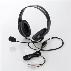 (まとめ)エレコム ヘッドセット(両耳大型オーバーヘッドタイプ) HS-HP24BK【×3セット】