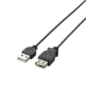 (まとめ)エレコム 極細USB2.0延長ケーブル(A-A延長タイプ) U2C-EXN05BK【×5セット】