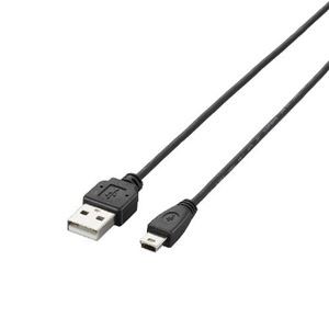 (まとめ)エレコム 極細USB2.0ケーブル(mini-Bタイプ) U2C-MXN20BK【×5セット】
