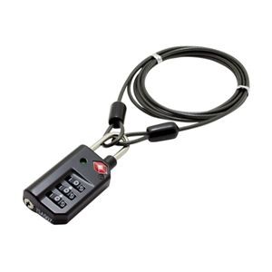 (まとめ)ミヨシ TSAロック インジケータ機能付 3ダイヤル ワイヤーケーブル 1.2m ブラック MBZ-TI3/BK【×3セット】