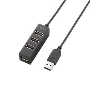 (まとめ)エレコム TV用4ポートUSB2.0ハブ U2H-TV003SBK【×2セット】