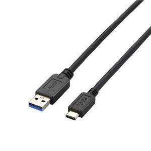 (まとめ)エレコム USB3.1ケーブル(A-TypeC) USB3-AC05BK【×2セット】