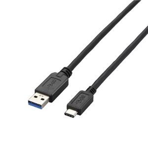 (まとめ)エレコム USB3.1ケーブル(A-TypeC) USB3-AC10BK【×2セット】