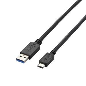 (まとめ)エレコム USB3.1ケーブル(A-TypeC) USB3-AC15BK【×2セット】