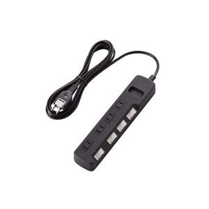 (まとめ)エレコム 個別スイッチ付 雷ガードタップ T-K5A-2425BK【×3セット】