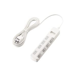(まとめ)エレコム ほこり防止シャッター付 雷ガードタップ T-K6A-2450WH【×2セット】