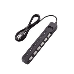 (まとめ)エレコム ほこり防止シャッター付 雷ガードタップ T-K6A-2625BK【×2セット】