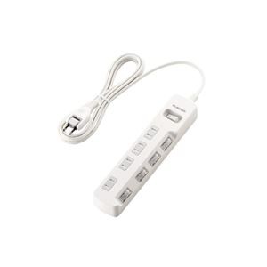 (まとめ)エレコム 一括＆個別スイッチ付 雷ガードタップ T-K8A-2425WH【×2セット】