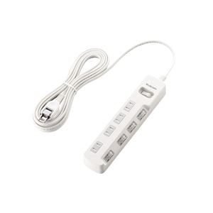 (まとめ)エレコム 一括＆個別スイッチ付 雷ガードタップ T-K8A-2450WH【×2セット】
