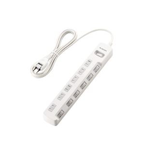 (まとめ)エレコム 一括＆個別スイッチ付 雷ガードタップ T-K8A-2625WH【×2セット】