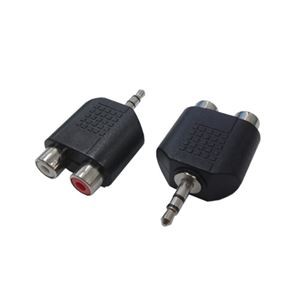 (まとめ)変換名人 AVプラグ RCA(メス)2P to 3.5mm(オス)ステレオ AV/RCA2J-35PS(2P)【×20セット】