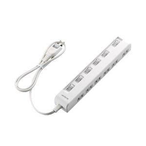 (まとめ)エレコム 個別スイッチ付省エネタップ(横挿しタイプ) T-E5C-2610WH【×3セット】