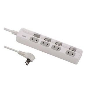 (まとめ)オーム電機 個別スイッチ付 節電タップ 4個口 5m HS-T1957W【×3セット】