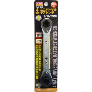 （まとめ）TRAD 4WAYユニバーサルギアレンチ/作業工具 【 8/10/12/13mm】 本締め可 TUW-813 〔業務用/DIY用品/日曜大工/スパナ〕【×2セット】