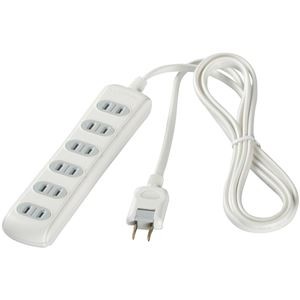 バッファロー(サプライ) 2ピン式電源タップ 6個口タイプ シャッター付 2m ホワイト BSTAPSH2620WH