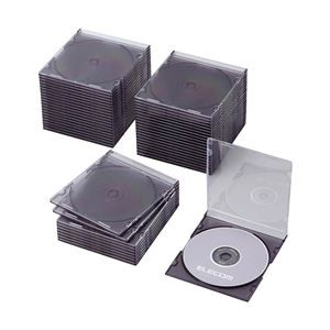 エレコム Blu-ray/DVD/CDスリムプラケース/1枚収納/50パック/クリアブラック CCD-JSCS50CBK