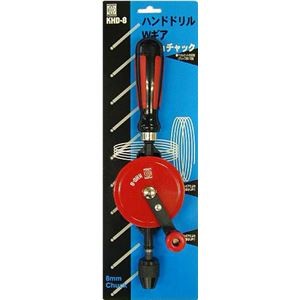 (業務用2個セット) KKK ハンドドリル/先端工具 【ダブルギア】 8ｍｍチャック 全長：300ｍｍ KHD-8 〔DIY用品/大工道具〕