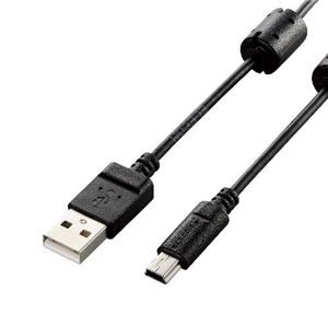 (まとめ)エレコム デジカメ用USBケーブル(miniB) DGW-MF15BK【×5セット】