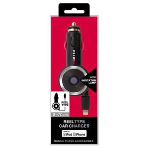 (まとめ)NISSAN 公式ライセンス品 NISMO REEL TYPE CAR CHARGER FOR IPHONE BLACK NMMDJ-R1BK【×2セット】
