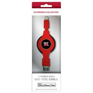 (まとめ)NISSAN 公式ライセンス品 GT-R CHARGE ＆ SYNC USB REEL CABLE FOR IPHONE RED NRMUJ-RRD【×2セット】