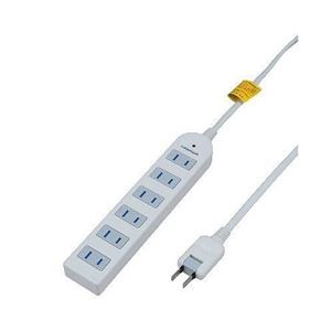 (まとめ)YAZAWA 雷ガード付延長コード・タップ6個口 Y02KS605WH【×3セット】