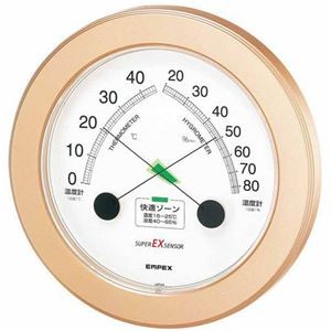 (まとめ)EMPEX 温度・湿度計 スーパーEX高品質 温度・湿度計 壁掛用 EX-2738 シャンパンゴールド【×2セット】