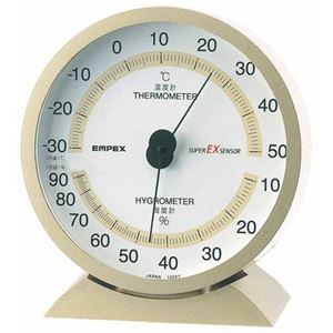 (まとめ)EMPEX 温度・湿度計 スーパーEX高品質 温度・湿度計 卓上用 EX-2718 シャンパンゴールド【×3セット】