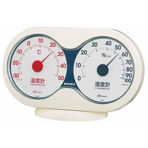(まとめ)EMPEX 温度・湿度計 アキュート 温度・湿度計 卓上用 TM-2781 オフホワイト×レッド【×5セット】